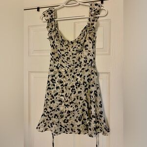 Francesca’s Blue Rain Leopard Animal Print Baby Doll Sheer Dress XS